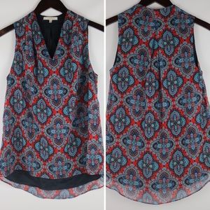 41 HAWTHORN | SLEEVELESS GEOMETRIC PATTERN BLOUSE